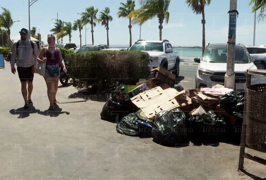 Montañas de basura son la imagen turística del malecón de La Paz