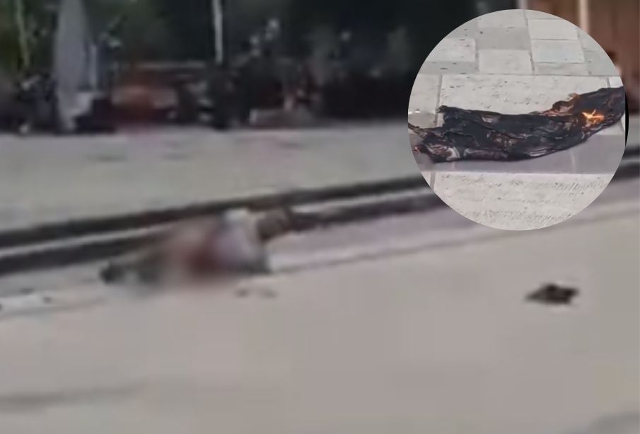 (VIDEO) Hombre se prende fuego en Alameda de León, Oaxaca