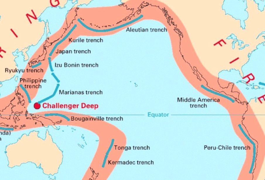 Mapa del Cinturón de Fuego del Pacífico