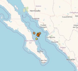 Mapa de enjambre sísmico en Loreto, BCS
