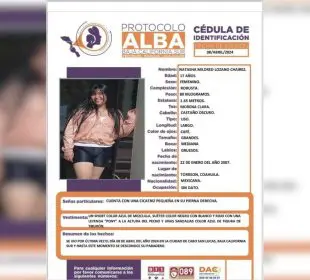 Ficha técnica de joven desaparecida