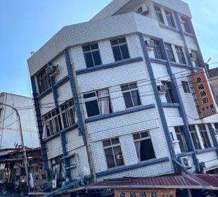 Hotel colapsado tras terremoto en Taiwán