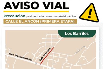 Aviso vial, calle Ancón