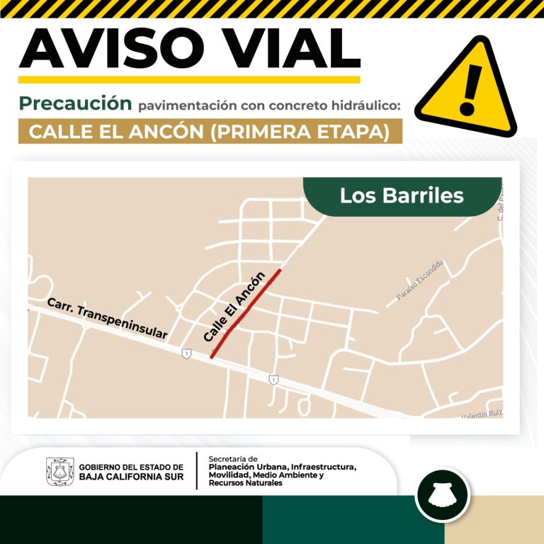 Aviso vial, calle Ancón