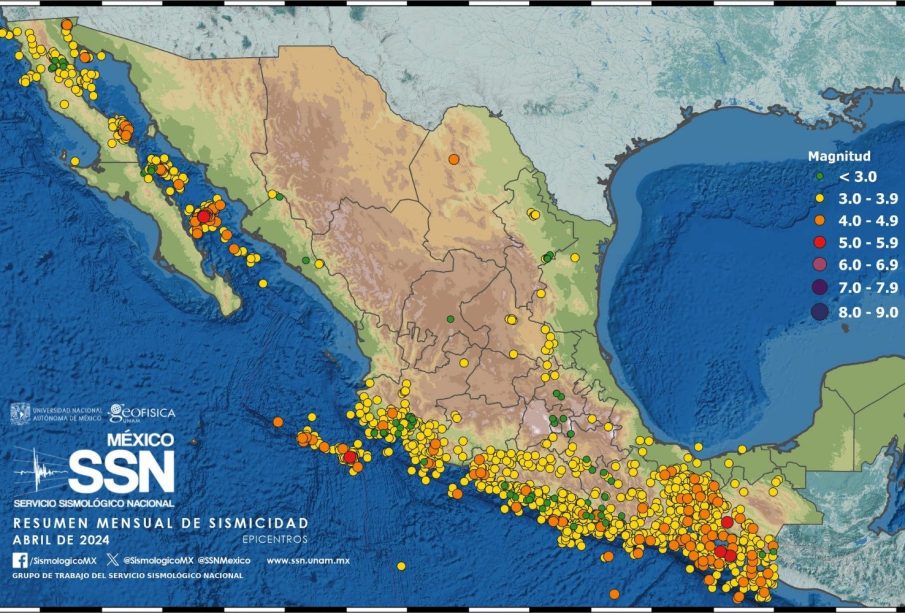 En abril más de 2 mil temblores sacudieron México, uno de magnitud 5.6 en BCS
