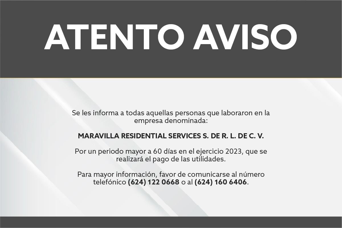 Reparto de Utilidades Maravilla Residential