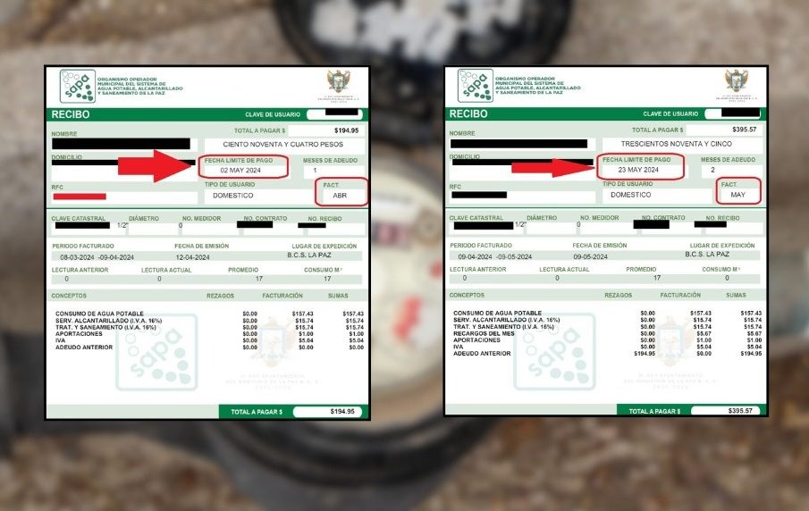 Recibos de agua con fecha adelantada en cobro