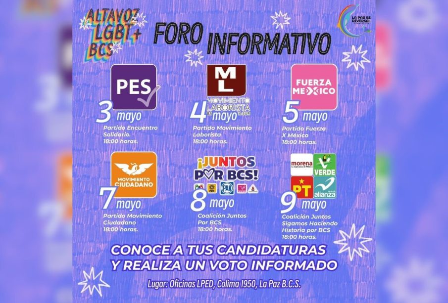 Cartel de foro con candidatos con la comunidad LGBT