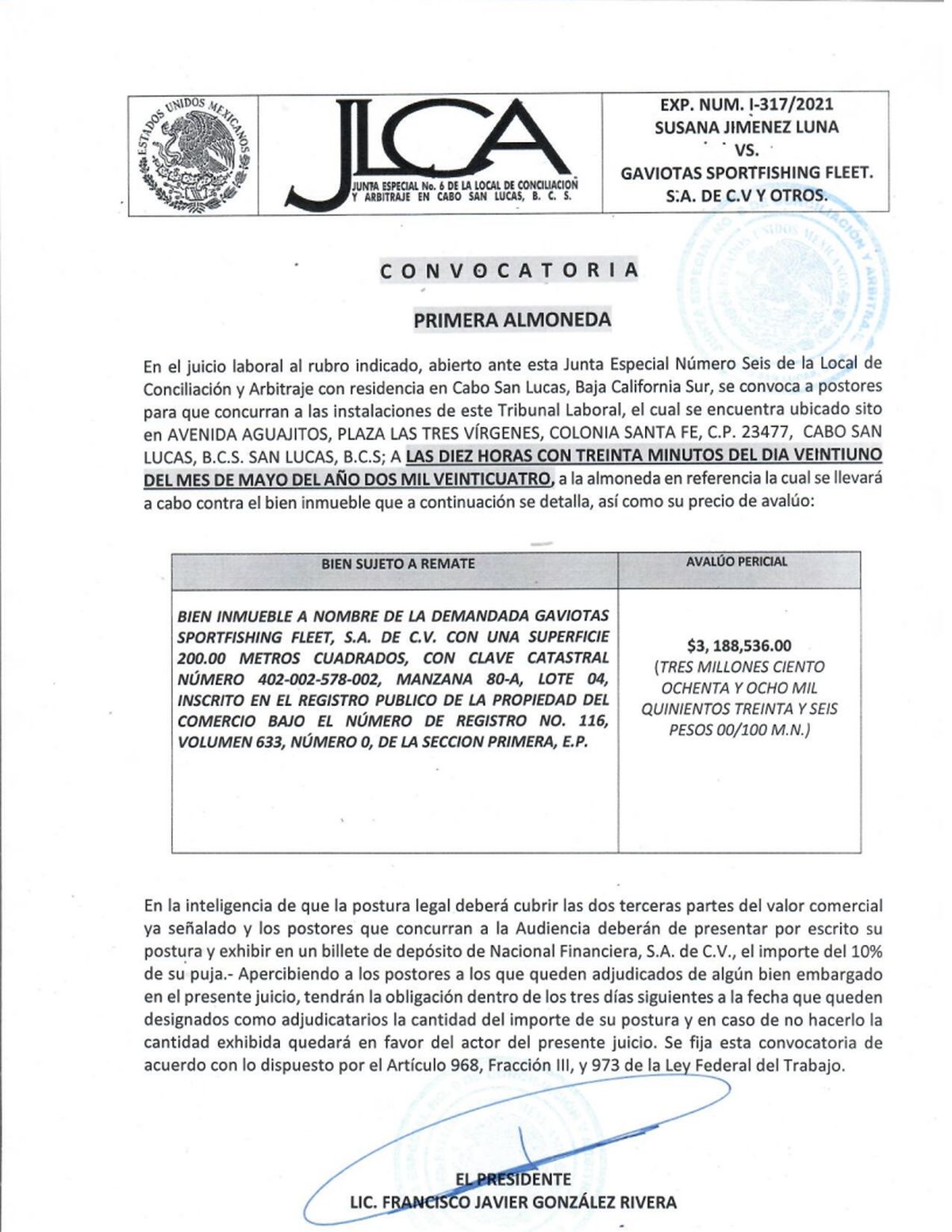 Convocatoria Susana Jiménez Luna