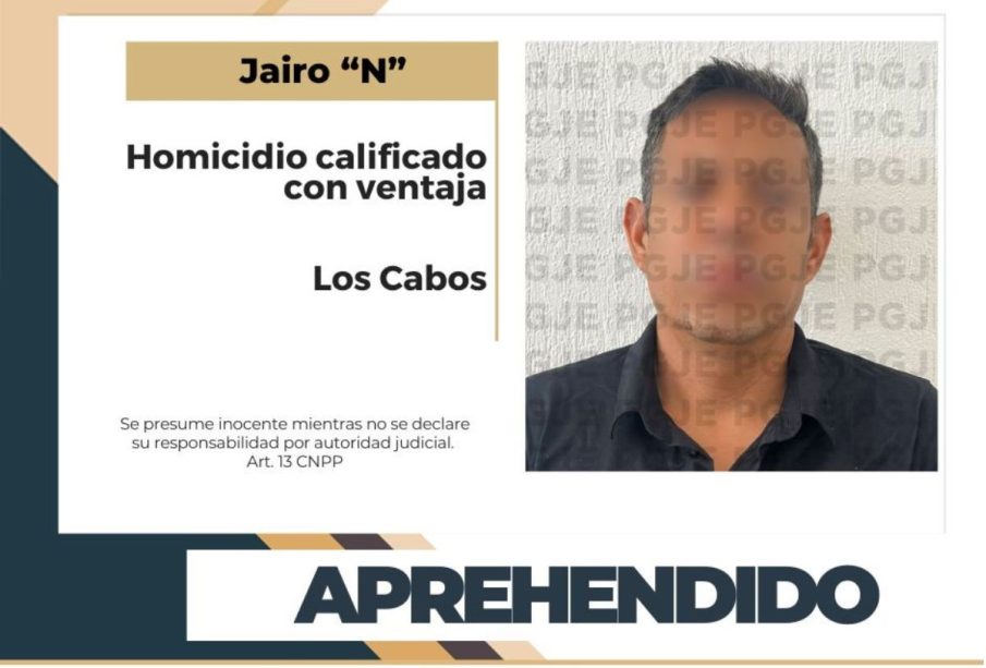 Ficha de persona aprehendida en Los Cabos