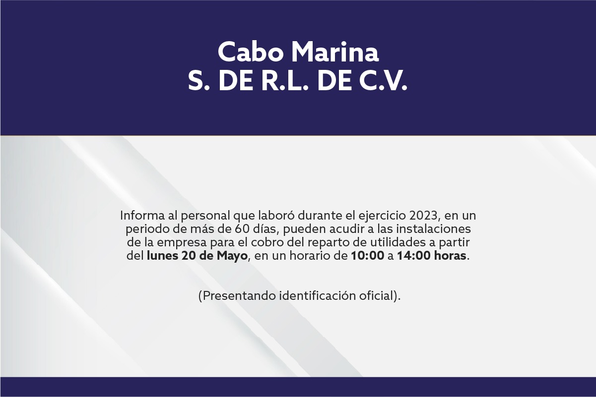 Reparto de Utilidades Cabo Marina