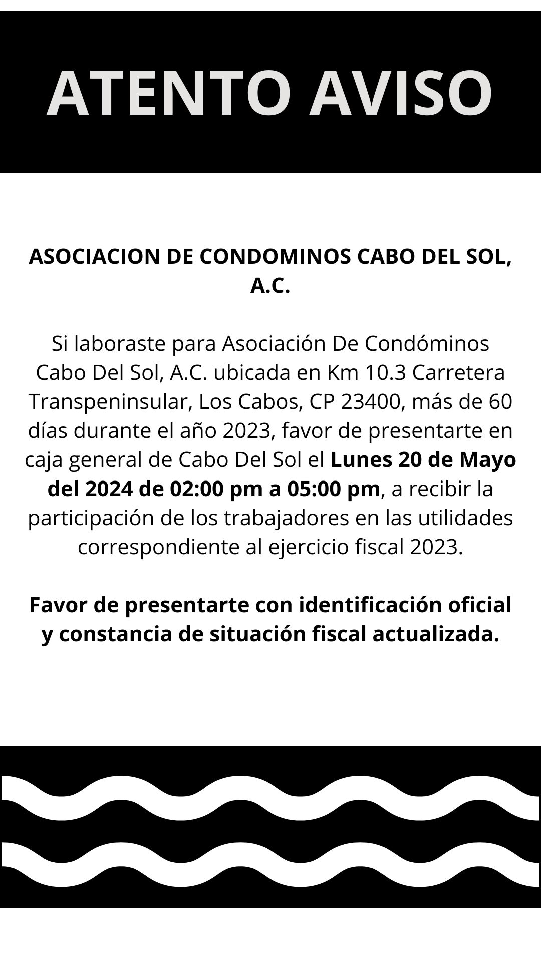 Reparto de Utilidades Asociación Condóminos Cabo del Sol