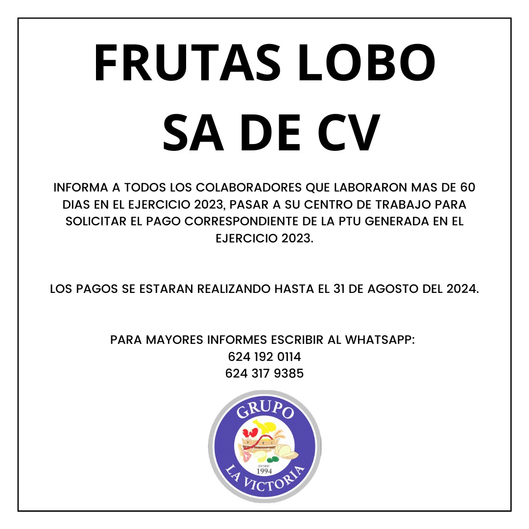 Reparto de Utilidades Frutas Lobo