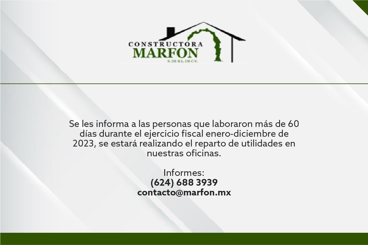 Reparto de Utilidades Constructora Marfon