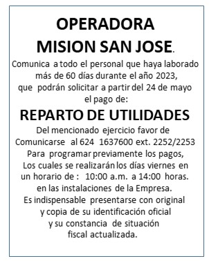 Reparto de Utilidades Misión San José