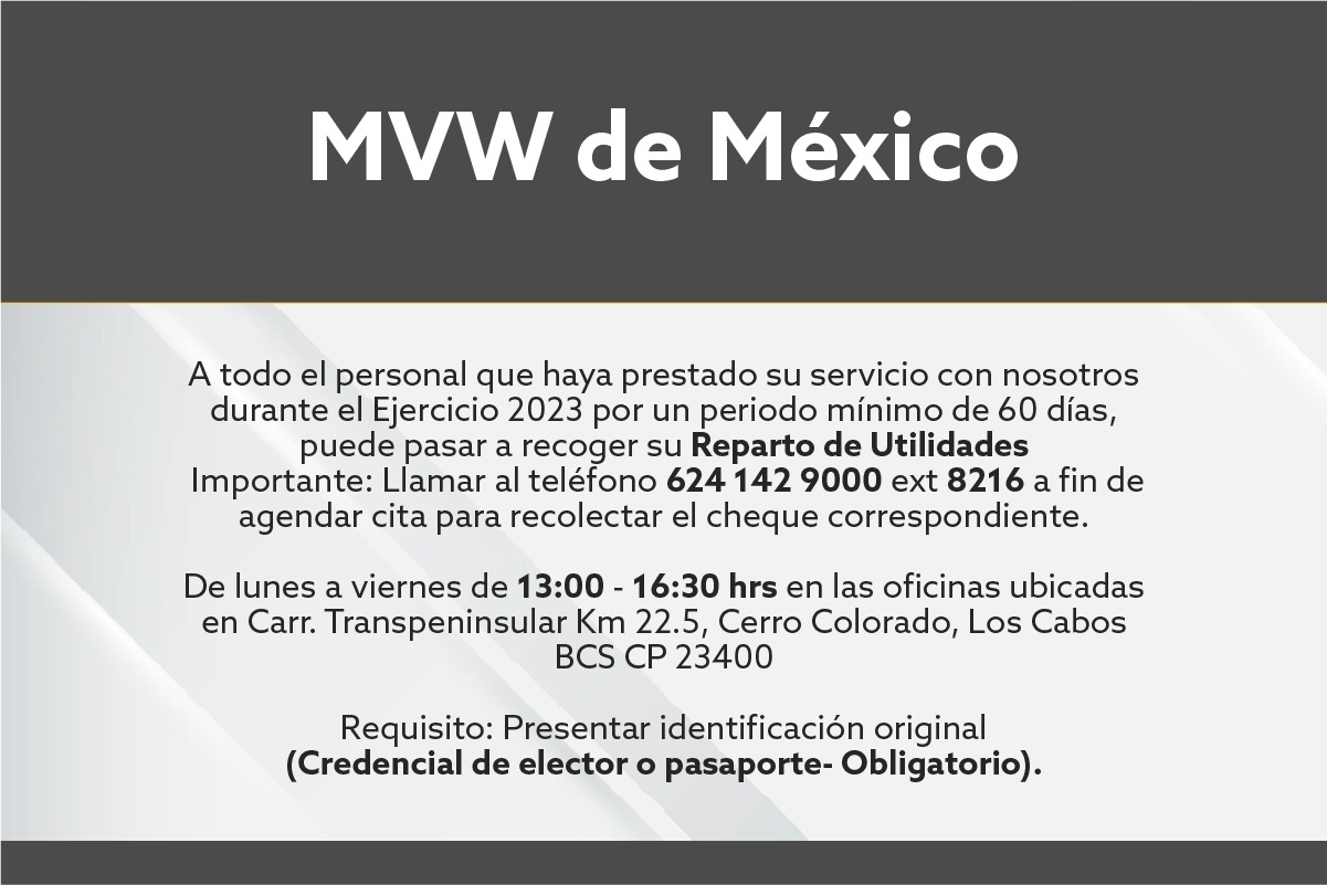 Reparto de Utilidades MVW de México