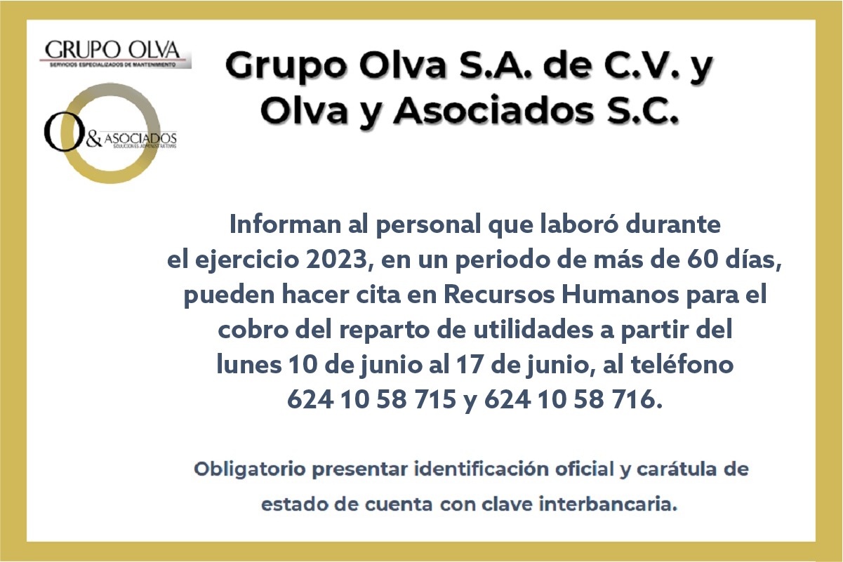 Reparto de Utilidades Grupo Olva