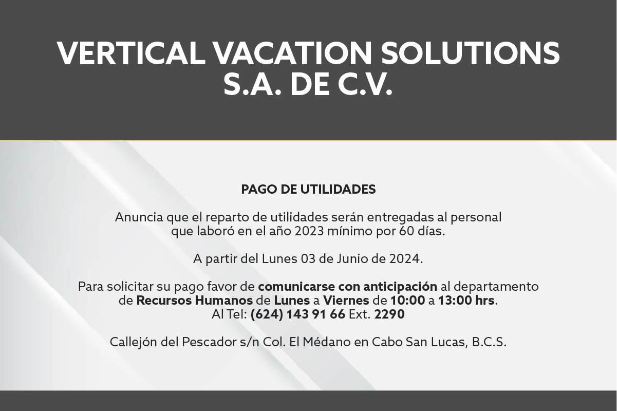 Reparto de Utilidades Vertical Vacation