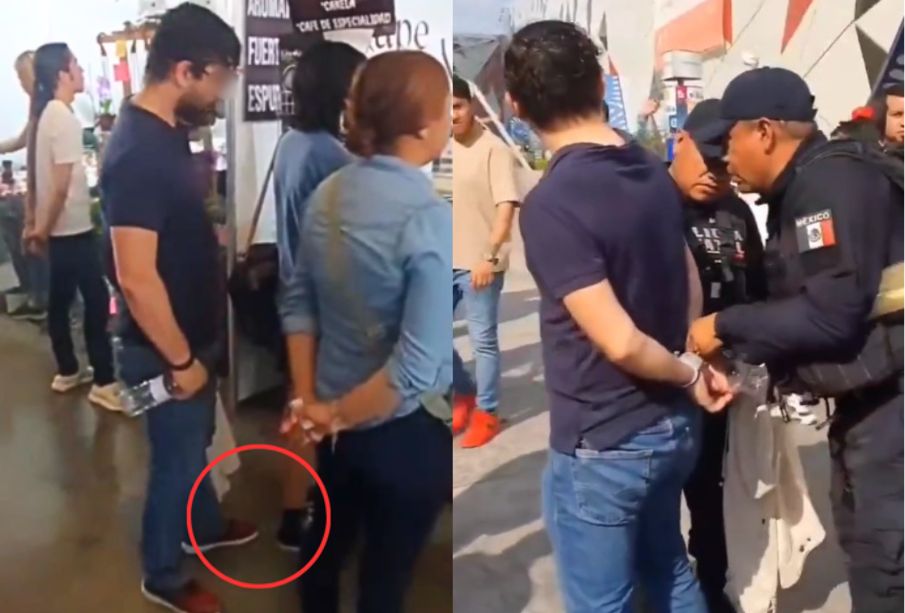 Detienen a maestro por grabar mujeres con cámara escondida en sus tenis en Feria de Puebla