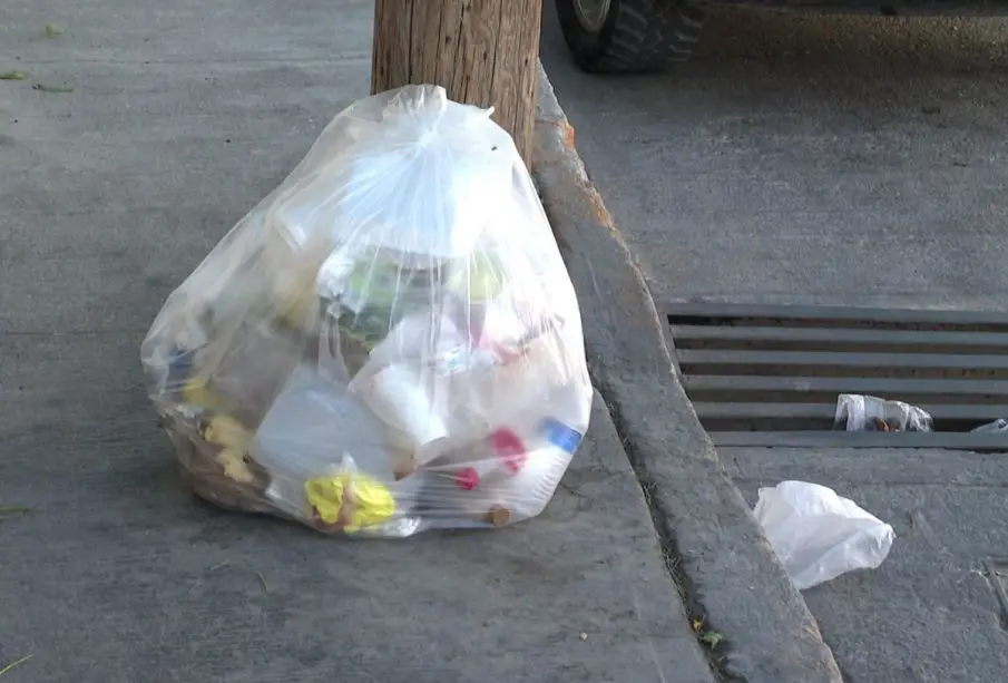 Bolsa de basura en la calle
