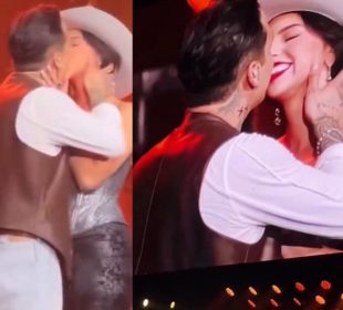 Christian Nodal y Ángela Aguilar beso