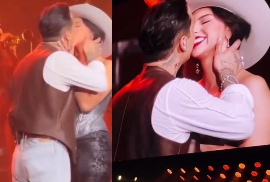 Christian Nodal y Ángela Aguilar beso