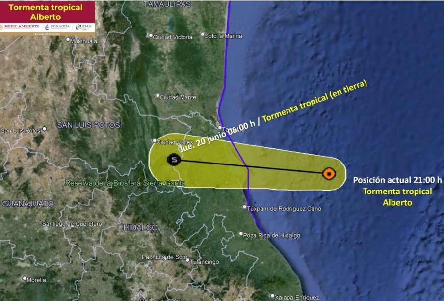 La Tormenta Tropical Alberto tocará tierra, Veracruz y Tamaulipas