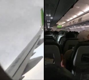 Pasajeros de avión pasando por turbulencia