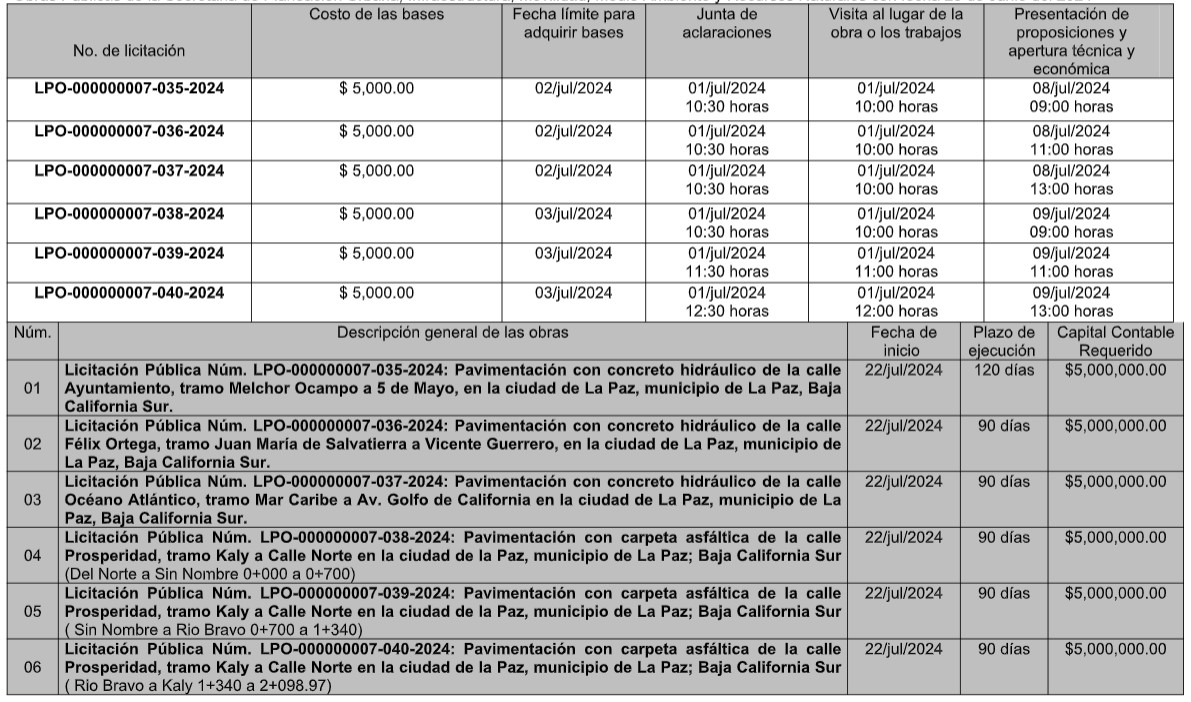 Convocatoria 8 Licitación Pública