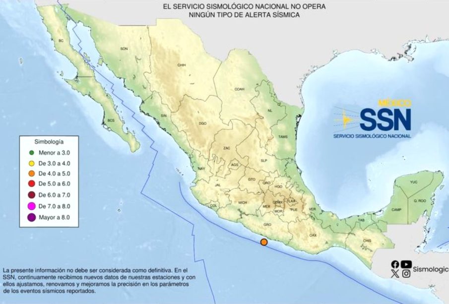 Mapa de sismos en Acapulco