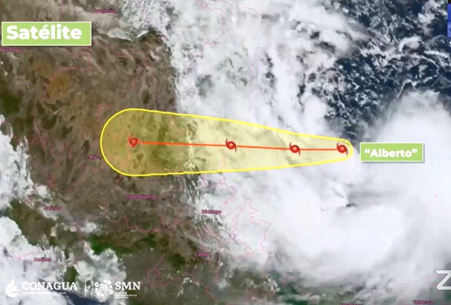 Mapa de trayectoria del ciclón "Alberto"
