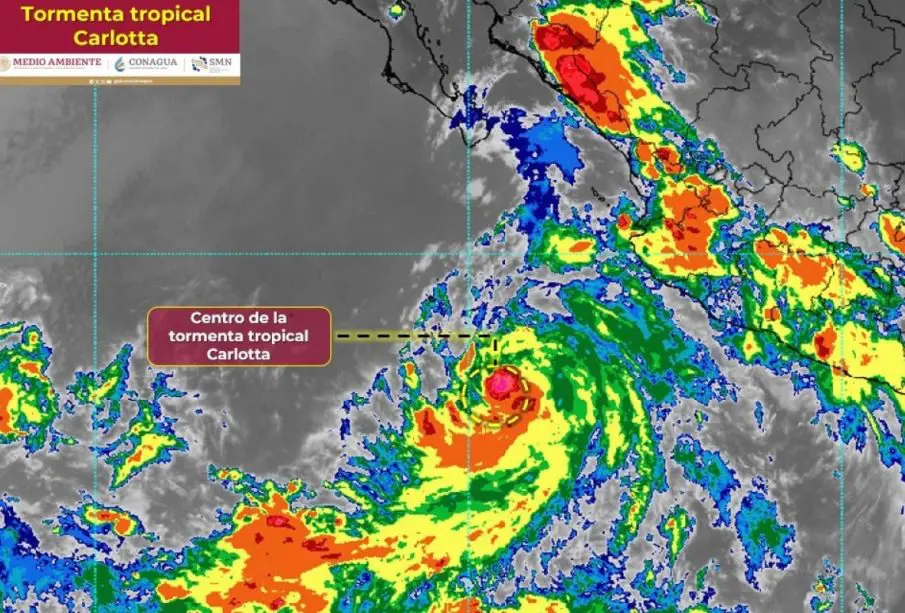 #Clima | La tormenta tropical "Carlotta" intensifica su fuerza, provocando lluvias intensas y oleaje elevado en las costas de Jalisco, Colima, y Nayarit
