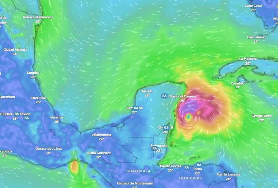 Mapa del impacto de "Beryl"