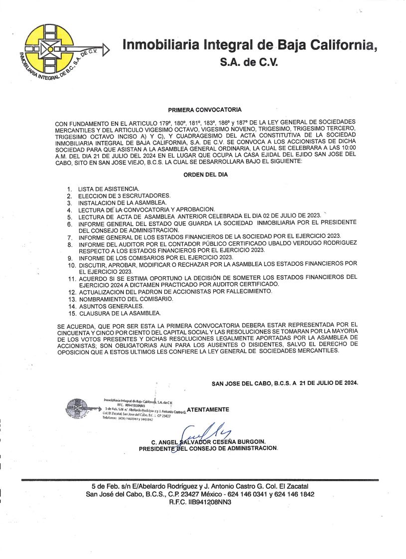 Convocatoria Inmobiliaria Integral de Baja California