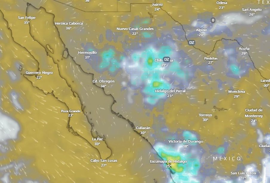 Mapa de lluvias en el noreste de México