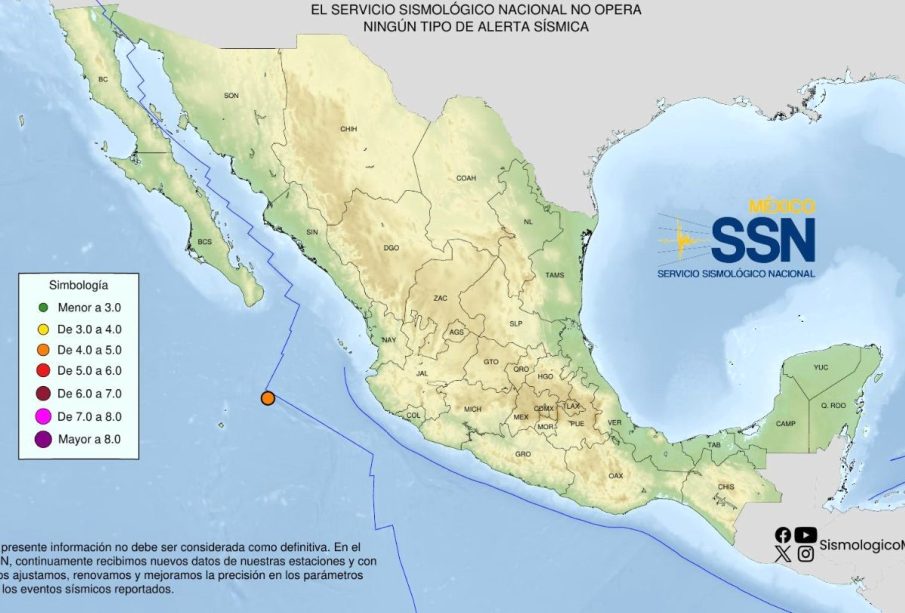 Mapa de sismo frente a BCS