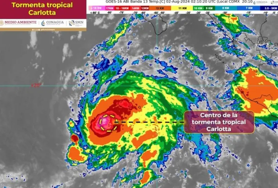 La tormenta tropical "Carlotta" aumenta riesgo de lluvias fuertes