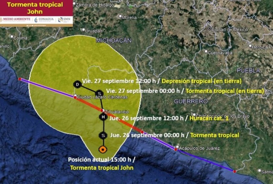 El huracán John podría tocar tierra dos veces en Guerrero