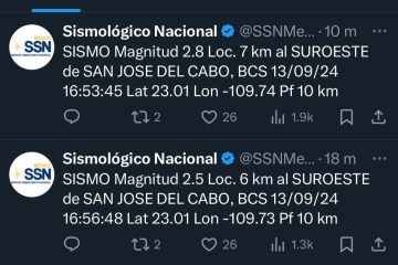 Sismos sacuden Los Cabos mientras se calma la tormenta Ileana