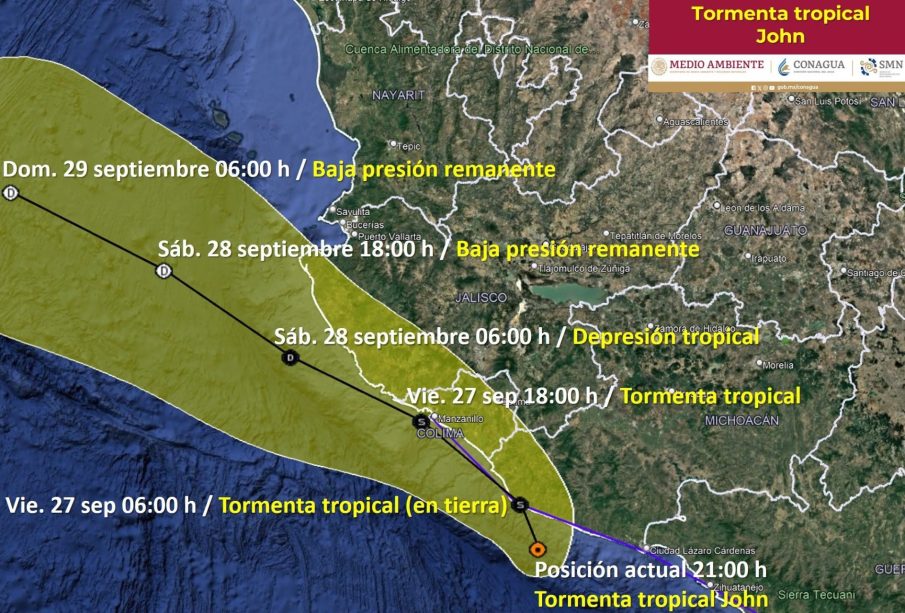 Tormenta Tropical John, paso errático cerca de costa de Michoacán