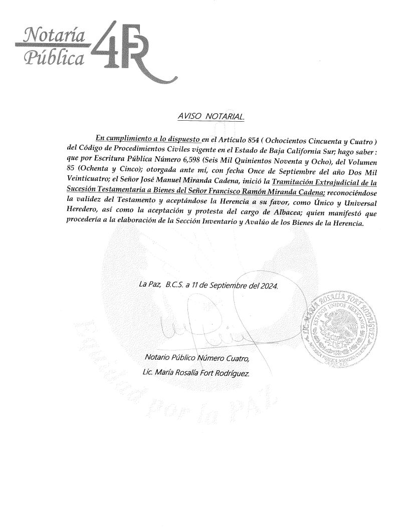 Aviso Notarial 6598