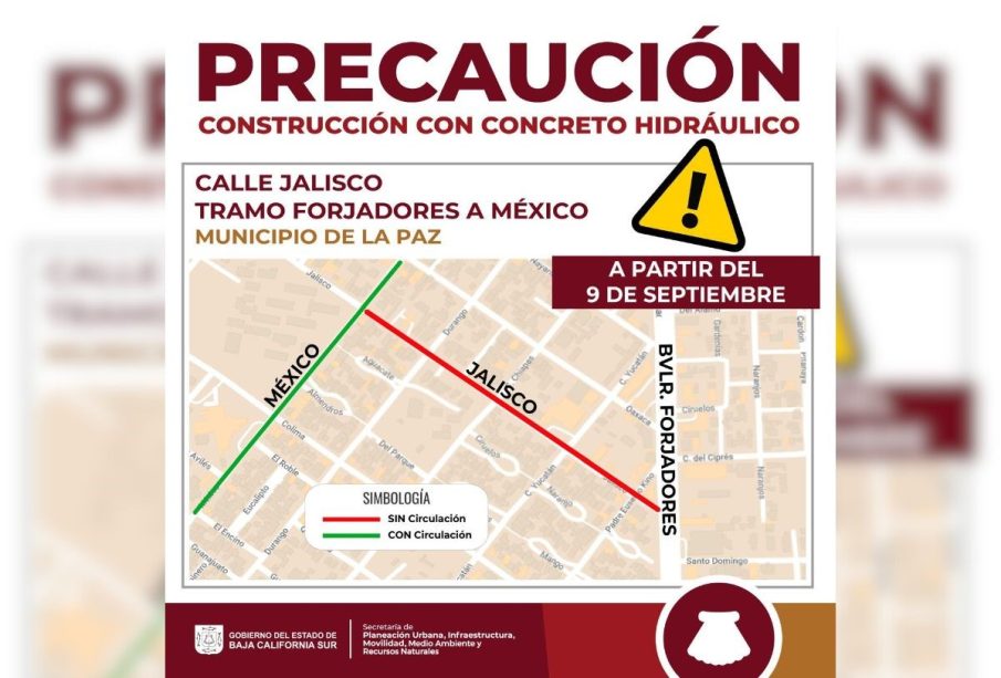 aviso sobre la Reconstrucción de la calle Jalisco