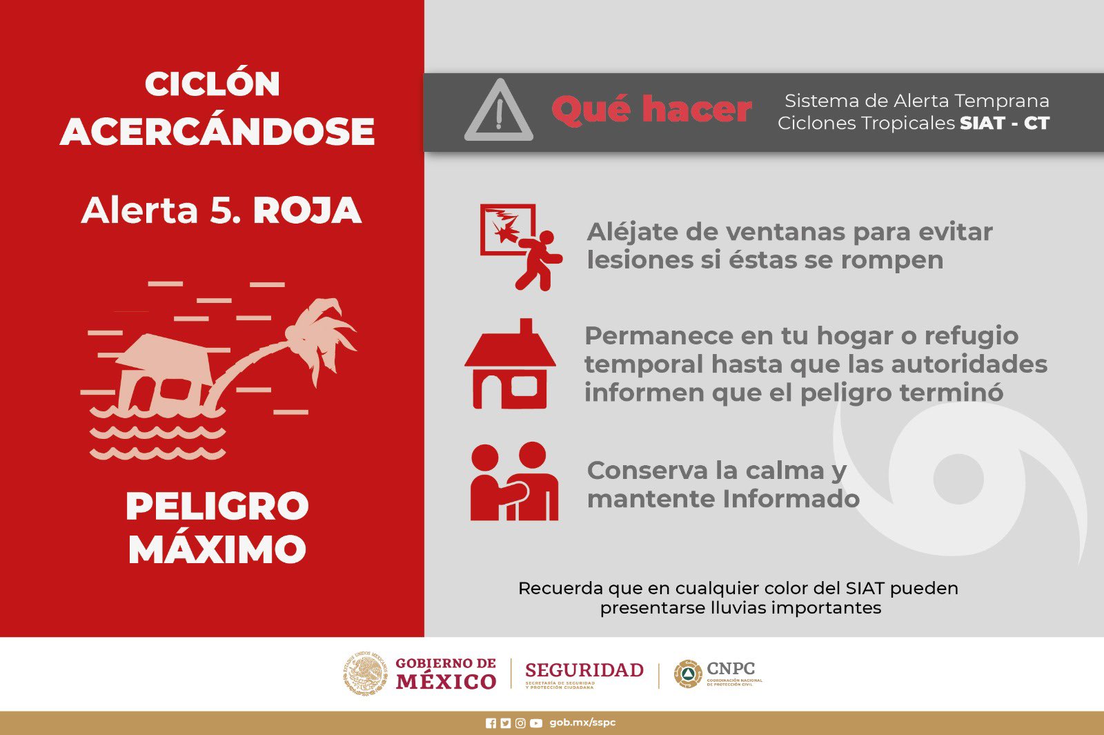 Comunicado de Alerta Roja en municipios de Yucatán por huracán Milton