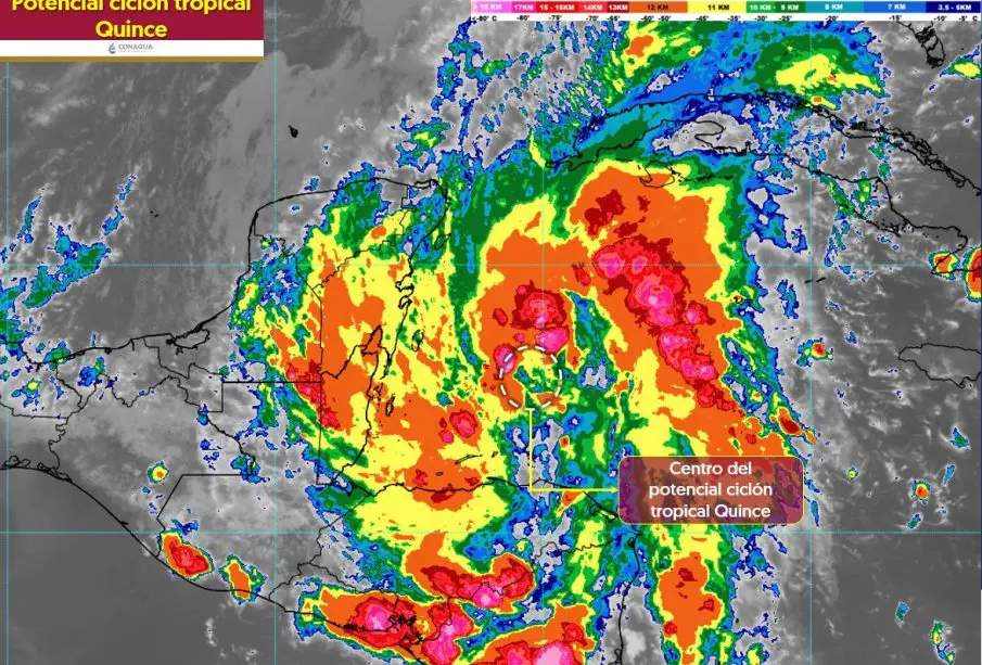 Imagen satelital del potencial ciclón tropical Quince