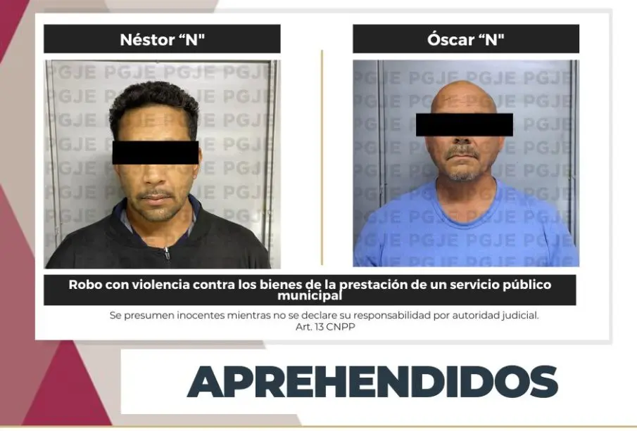 Óscar "N" y Néstor "N" fueron aprehendidos por el asalto a OOMSAPAS La Paz