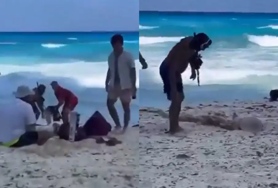 Esqueleto y cabeza humanos son hallados en Cancún (Video)