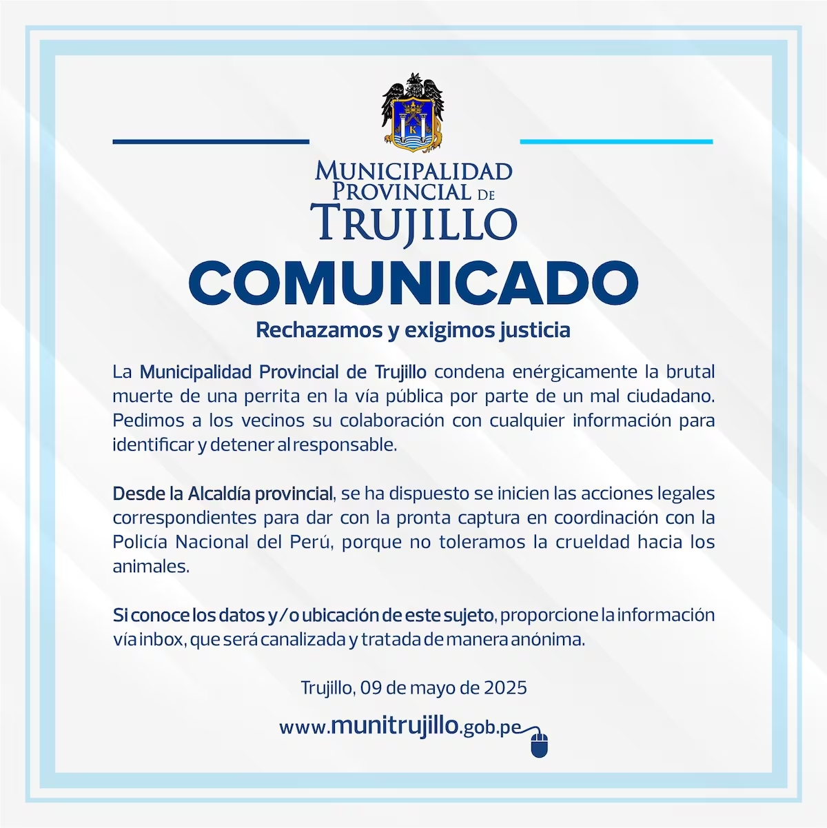 Comunicado de la Municipalidad Provincial de Trujillo
