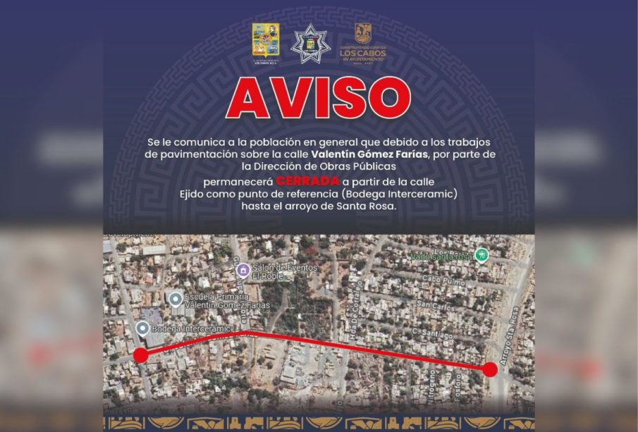 aviso del cierre de la calle