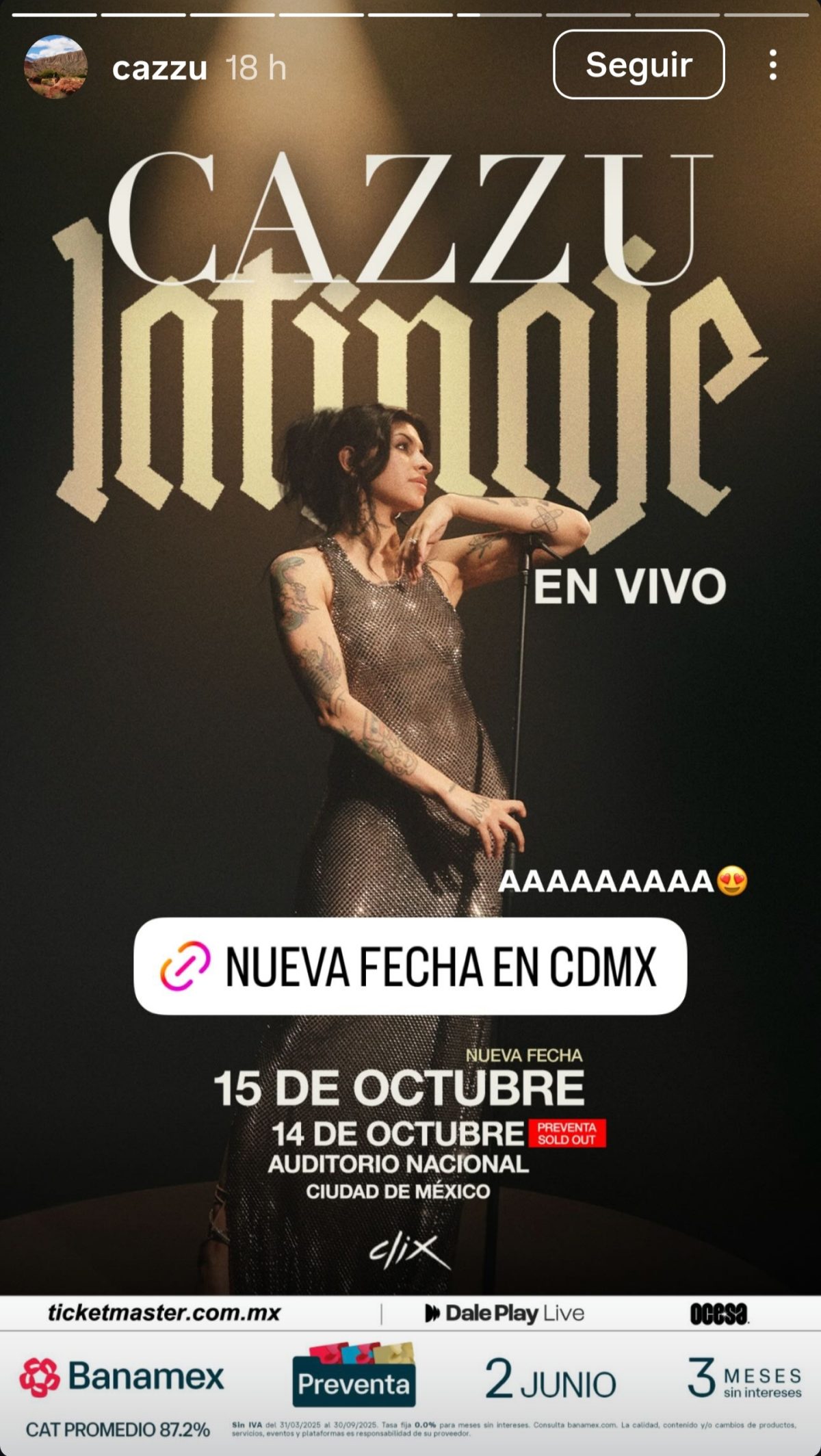 Póster de las fechas de los conciertos de Cazzu en CDMX