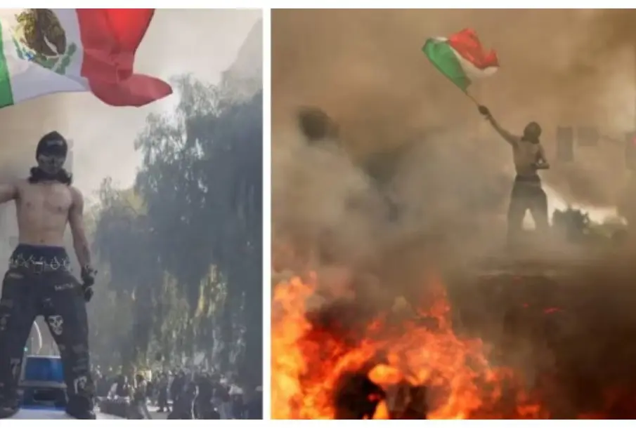 Manifestante con bandera mexicana desata polémica en redadas